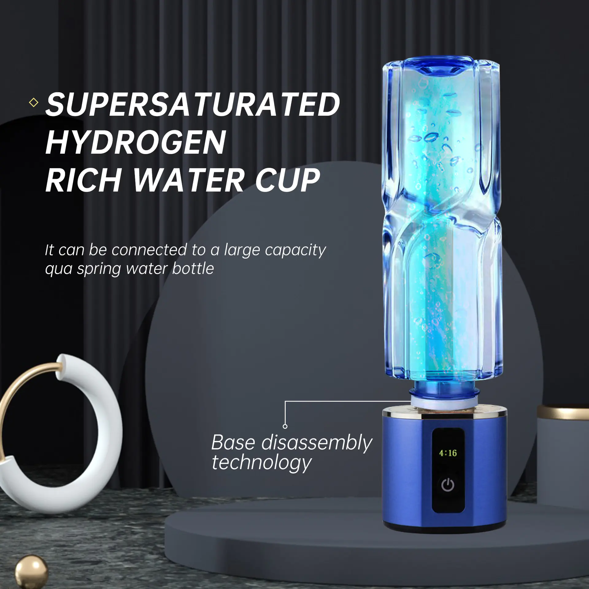 Portable  hydrogen water bottles ionized hydrogen water generator with SPE/PEM technology cup 4000ppb+