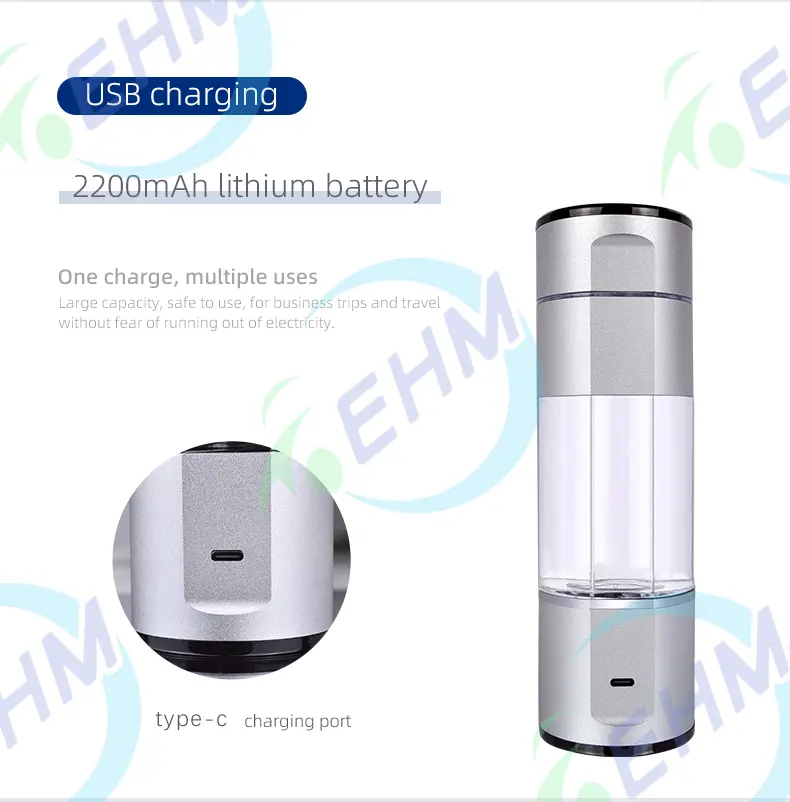 NEW portable Hydrogen-rich water bottles with customized logo /brand high hydrogen concentration 5000+